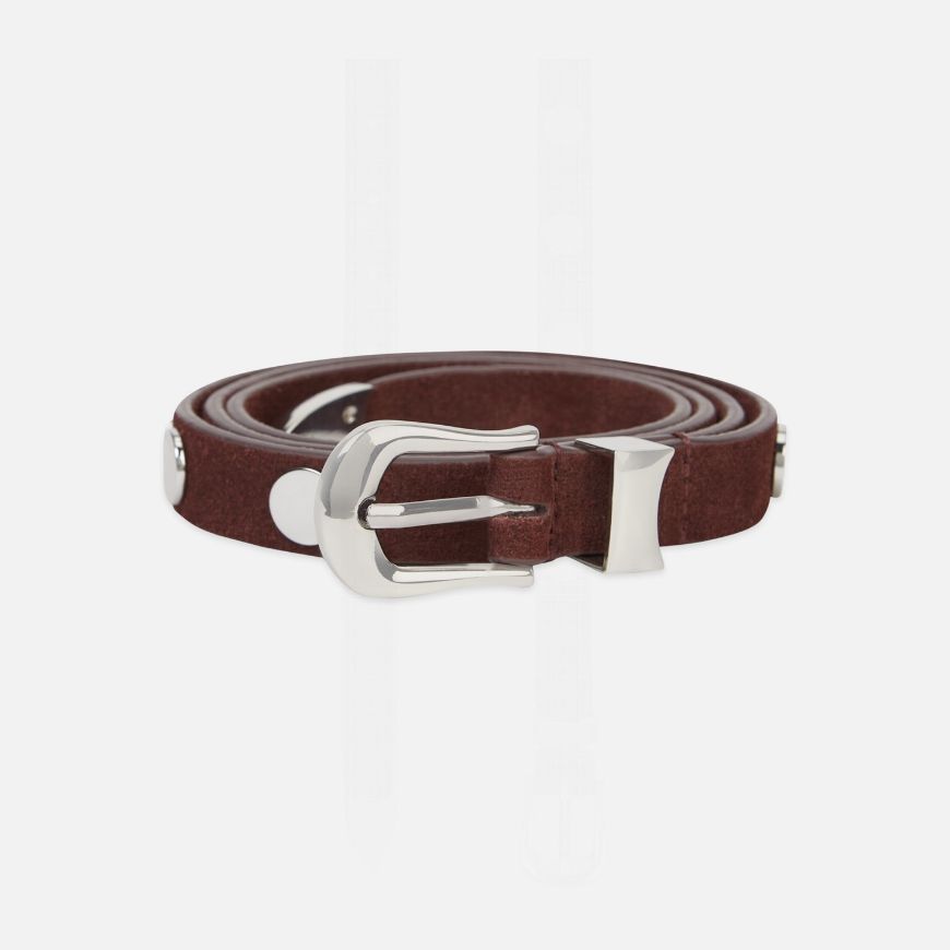 Picture of SCOTCH&SODA WOMEN'S STUDDED SUEDE BELT - BITTER CHOCOLATE