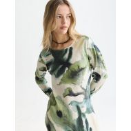 Picture of SCOTCH&SODA WOMEN'S PRINTED ANKLE LENGTH DRESS - WATERCOLOURFLOWER BALSAM GREEN 6