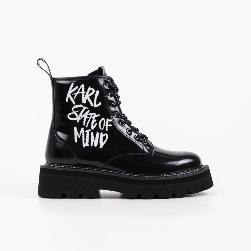 Picture of KARL LAGERFELD WOMEN'S KYLA KARL STATE OF MIND HI BOOTS BLACK