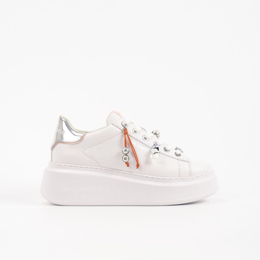 Picture of KARL LAGERFELD WOMEN'S ANAKAPRI TASSEL CHARMS SNEAKERS WHITE W/SILVER