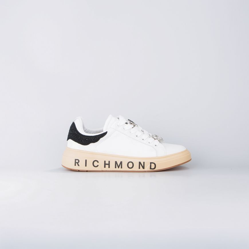 Снимка на JOHN RICHMOND ДАМСКИ СПОРТНИ ОБУВКИ JR ONE MIXED LEATHER AND STRASS SNEAKERS WITH CHARMS WHITE