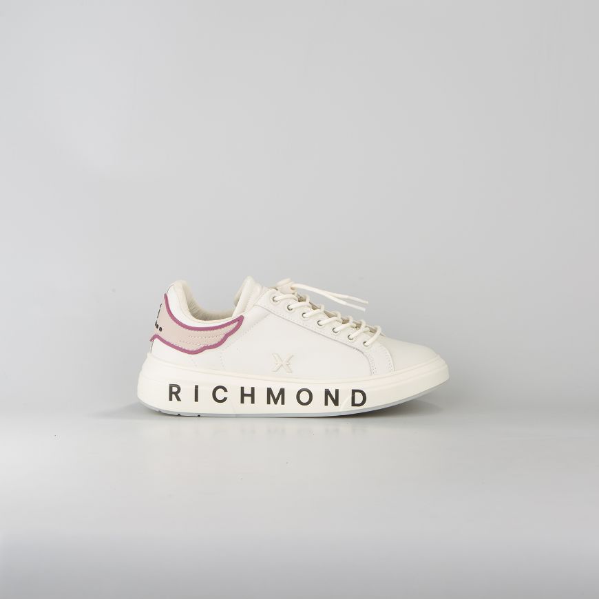 Снимка на JOHN RICHMOND ДАМСКИ СПОРТНИ ОБУВКИ JR ONE LEATHER SNEAKERS WITH METAL LOGO OFF WHITE/NUDE/DARK FUCH