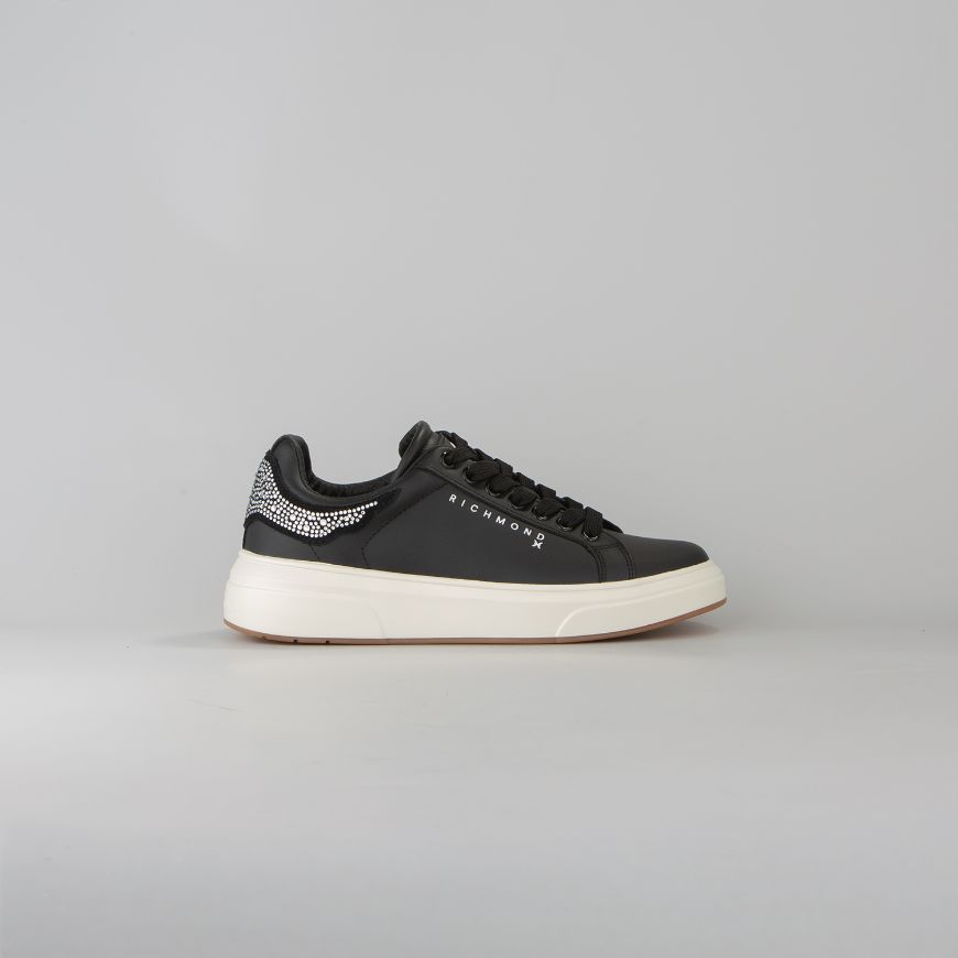 Снимка на JOHN RICHMOND ДАМСКИ СПОРТНИ ОБУВКИ JR ONE MIXED LEATHER AND STRASS SNEAKERS BLACK