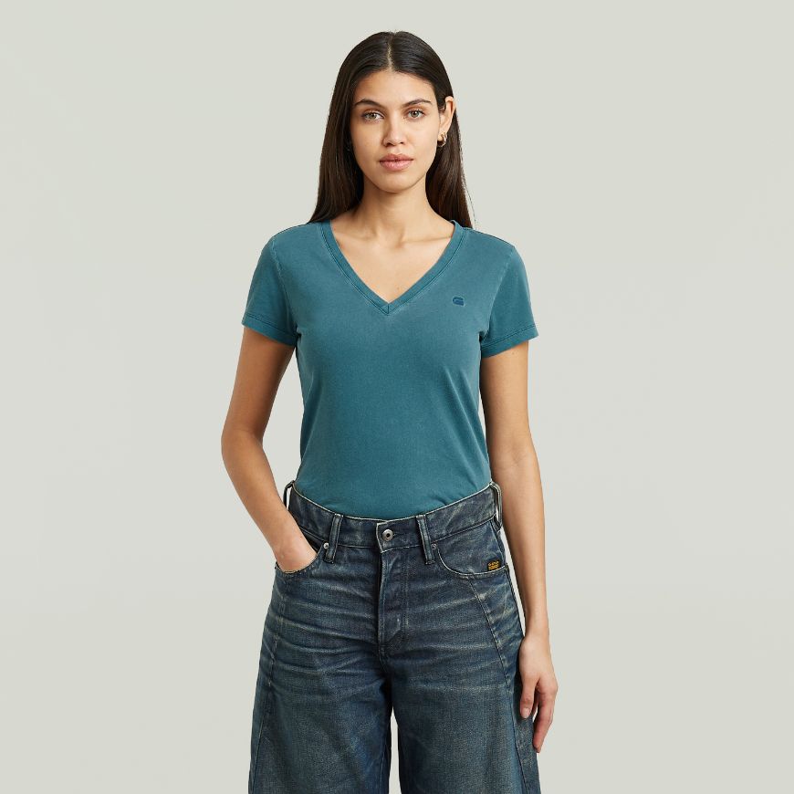 Снимка на G-STAR ДАМСКИ ТОП OVERDYED FORM V-NECK T-SHIRT MIDNIGHT BLUE GD