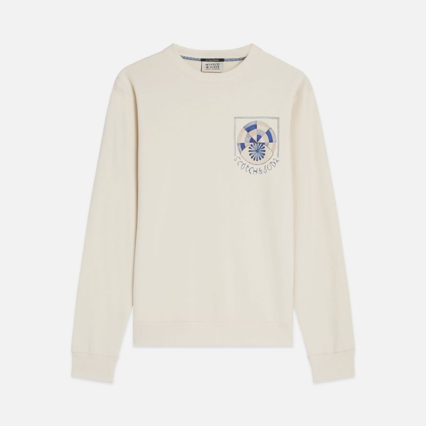 Picture of SCOTCH&SODA MEN'S FRONT AND BACK ARTWORK REGULAR FIT SWEATSHIRT - EGGNOG
