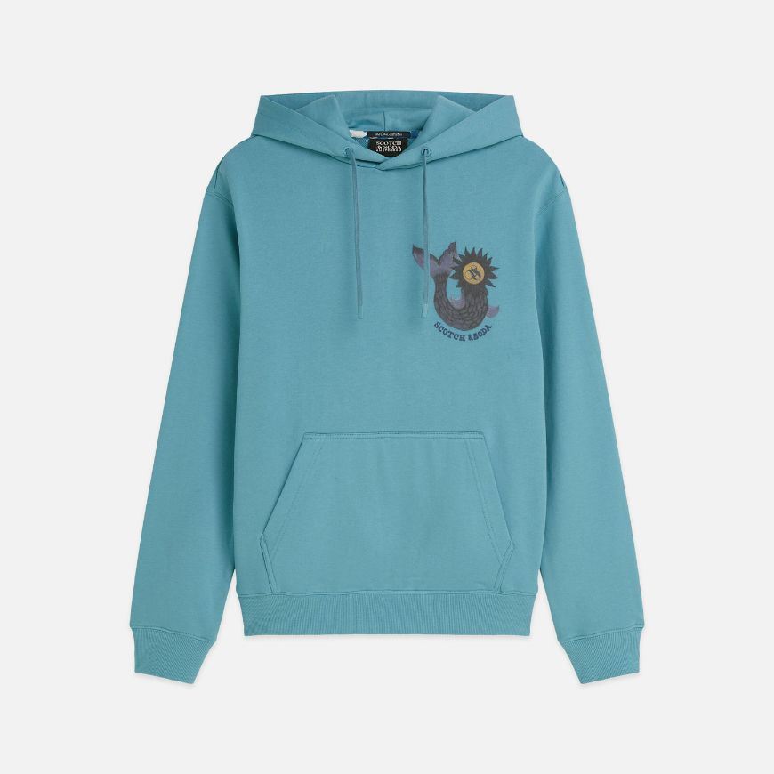 Picture of SCOTCH&SODA MEN'S FRONT AND BACK ARTWORK REGULAR FIT HOODIE - ADRIATIC BLUE