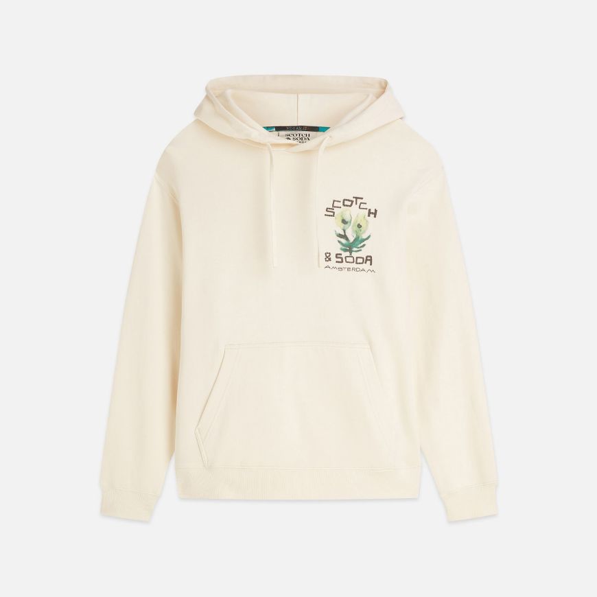 Picture of SCOTCH&SODA MEN'S FRONT AND BACK ARTWORK REGULAR FIT HOODIE - EGGNOG