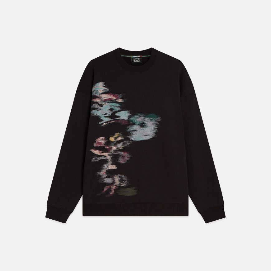 Picture of SCOTCH&SODA MEN'S PLACED EMBROIDERED ARTWORK LOOSE FIT SWEATSHIRT - METEORITE