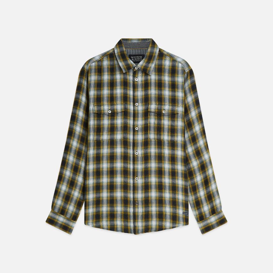 Picture of SCOTCH&SODA MEN'S DOUBLE-FACED CHECK RELAXED FIT SHIRT - METEORITE CHECK