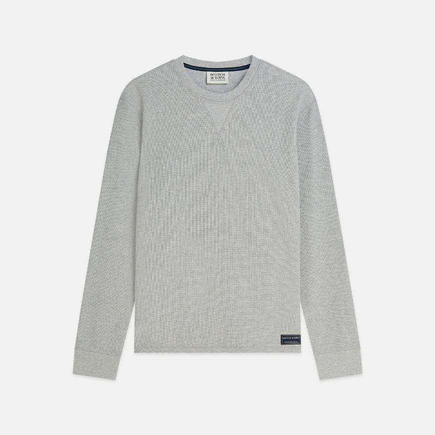 Picture of SCOTCH&SODA MEN'S WAFFLE REGULAR FIT LONG SLEEVED T-SHIRT - GREY HEATHER