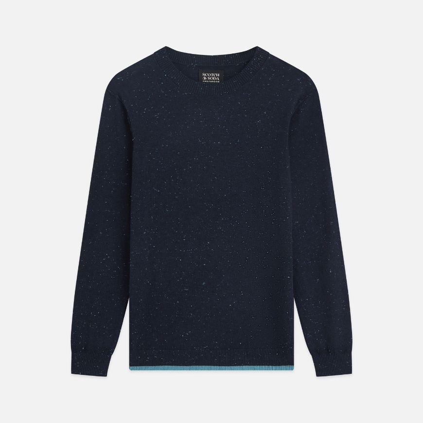 Picture of SCOTCH&SODA MEN'S NEPS WOOL-BLEND REGULAR FIT PULLOVER - SKY CAPTAIN