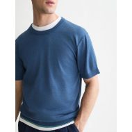 Picture of SCOTCH&SODA MEN'S KNITTED WOOL-BLEND RELAXED FIT T-SHIRT - ENSIGN BLUE 6