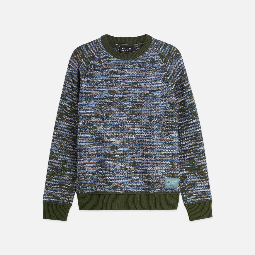 Picture of SCOTCH&SODA MEN'S JACQUARD RELAXED FIT PULLOVER - GLITCH DREAM FOREST NIGHT
