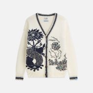 Picture of SCOTCH&SODA MEN'S INTARSIA COTTON-BLEND DROPPED SHOULDER CARDIGAN - EGGNOG 1