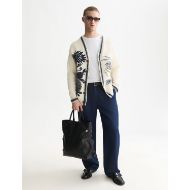 Picture of SCOTCH&SODA MEN'S INTARSIA COTTON-BLEND DROPPED SHOULDER CARDIGAN - EGGNOG 7