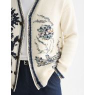 Picture of SCOTCH&SODA MEN'S INTARSIA COTTON-BLEND DROPPED SHOULDER CARDIGAN - EGGNOG 6