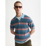 Picture of SCOTCH&SODA MEN'S STRIPED KNITTED REGULAR FIT POLO - ADRIATIC BLUE STRIPE 4