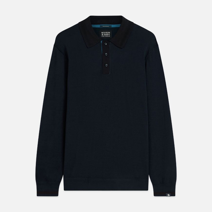 Picture of SCOTCH&SODA MEN'S ECOVERO LONG SLEEVED POLO - SKY CAPTAIN