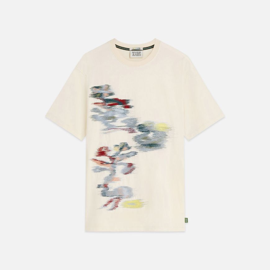 Picture of SCOTCH&SODA MEN'S EMBROIDERY PLACED ARTWORK LOOSE FIT T-SHIRT - EGGNOG