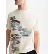 Picture of SCOTCH&SODA MEN'S EMBROIDERY PLACED ARTWORK LOOSE FIT T-SHIRT - EGGNOG 6