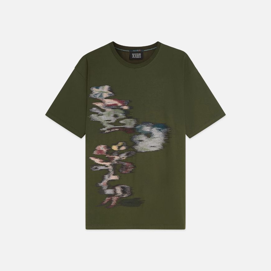 Picture of SCOTCH&SODA MEN'S EMBROIDERY PLACED ARTWORK LOOSE FIT T-SHIRT - FOREST NIGHT