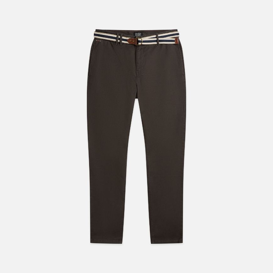 Picture of SCOTCH&SODA MEN'S WARREN COTTON-BLEND TWILL BELTED CHINO - RAVEN