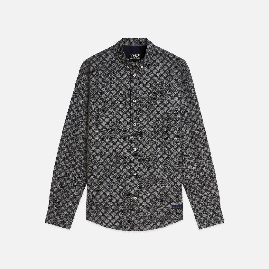 Picture of SCOTCH&SODA MEN'S MICRO PRINTED SLIM FIT SHIRT - SOFT GEO SKY CAPTAIN