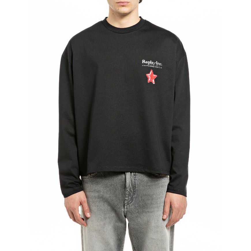 Снимка на REPLAY INC. БЛУЗА LONG-SLEEVED COTTON T-SHIRT WITH STAR BLACK