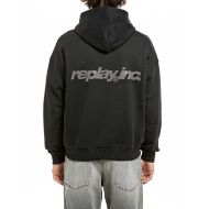 Снимка на REPLAY INC. СУИТШЪРТ FLEECE HOODIE WITH POCKETS AND PRINTS BLACK 2
