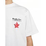 Снимка на REPLAY INC. БЛУЗА SHORT-SLEEVED COTTON T-SHIRT WITH STAR OPTICAL WHITE 3