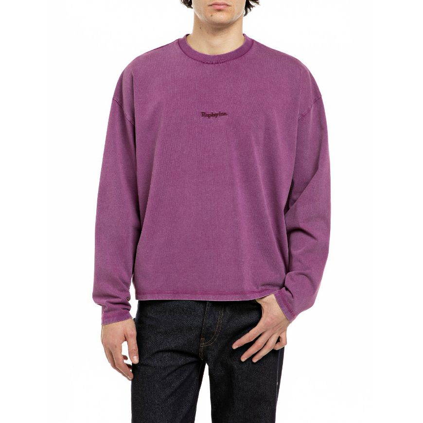 Снимка на REPLAY INC. БЛУЗА ACID WASH LONG-SLEEVED COTTON LOGO T-SHIRT GRAPE JUICE
