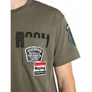 Picture of REPLAY MEN'S RELAXED-FIT T-SHIRT WITH BREAST POCKET AND PATCHES IVY GREEN 4