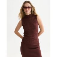 Снимка на SCOTCH&SODA ДАМСКА БЛУЗА EMBOSSED PLEAT MOCK NECK TANK - BITTER CHOCOLATE 4