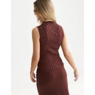Снимка на SCOTCH&SODA ДАМСКА БЛУЗА EMBOSSED PLEAT MOCK NECK TANK - BITTER CHOCOLATE 5