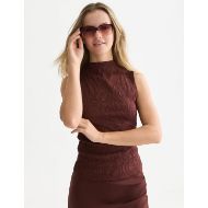 Снимка на SCOTCH&SODA ДАМСКА БЛУЗА EMBOSSED PLEAT MOCK NECK TANK - BITTER CHOCOLATE 6