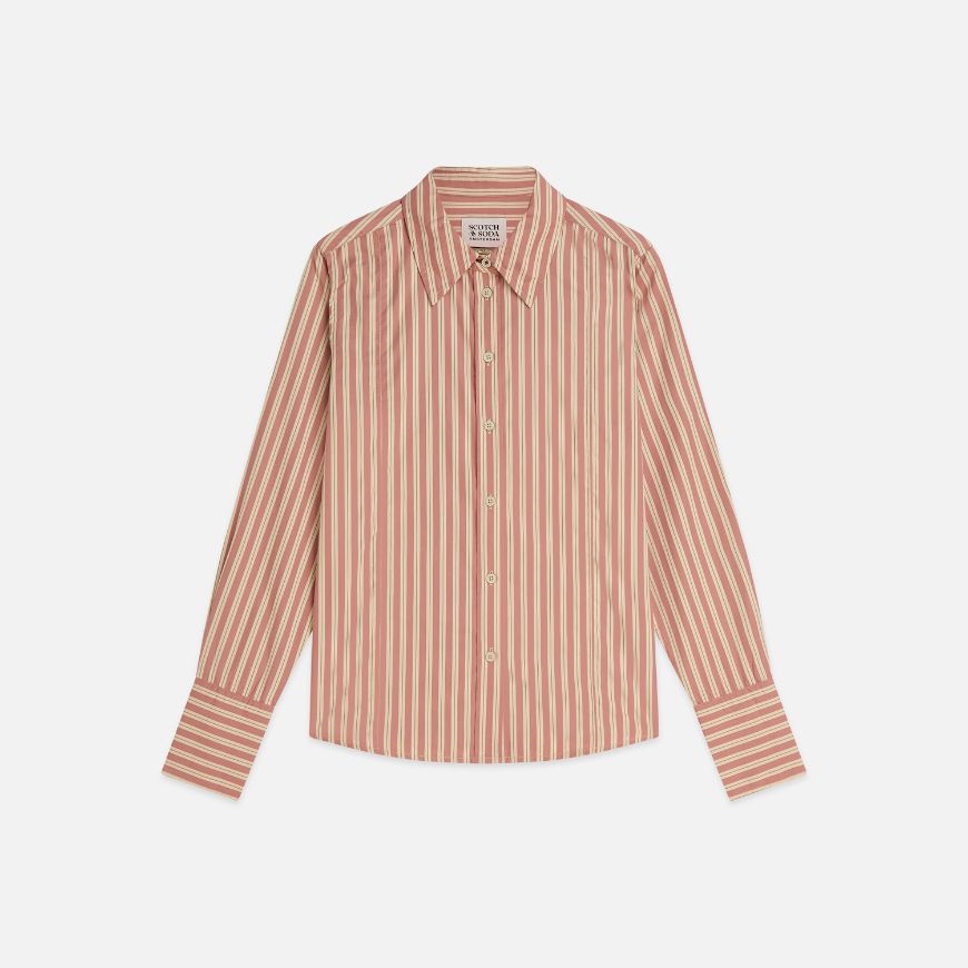 Picture of SCOTCH&SODA WOMEN'S STRIPED TAILORED FIT SHIRT - SHIFTING SAND STRIPE