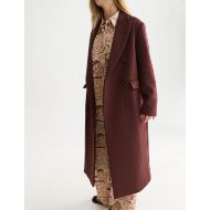 Picture of SCOTCH&SODA WOMEN'S DOUBLE BREASTED WOOL BLEND LONG COAT - BITTER CHOCOLATE 7