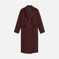 Picture of SCOTCH&SODA WOMEN'S DOUBLE BREASTED WOOL BLEND LONG COAT - BITTER CHOCOLATE 1