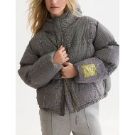 Picture of SCOTCH&SODA WOMEN'S PRINTED CHECK SHORT PUFFER - METEORITE CHECK 4