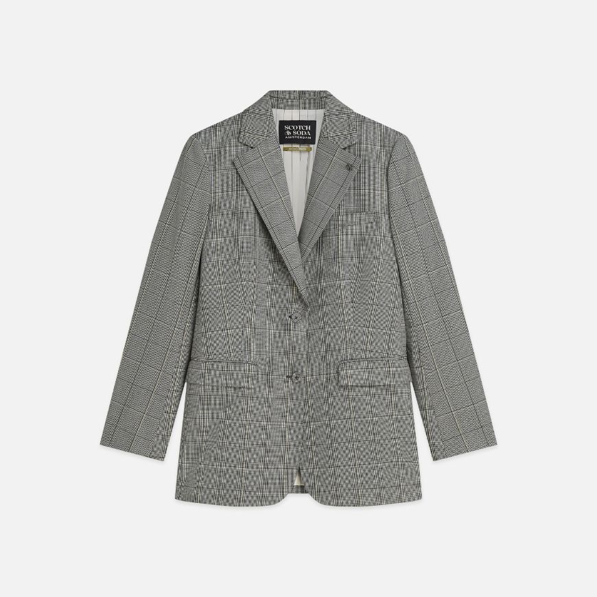 Picture of SCOTCH&SODA WOMEN'S CHECKED OVERSIZED SINGLE BREASTED BLAZER - METEORITE CHECK