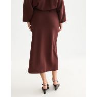 Picture of SCOTCH&SODA WOMEN'S DRAPEY TENCEL SKIRT - BITTER CHOCOLATE 5