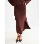 Picture of SCOTCH&SODA WOMEN'S DRAPEY TENCEL SKIRT - BITTER CHOCOLATE 4