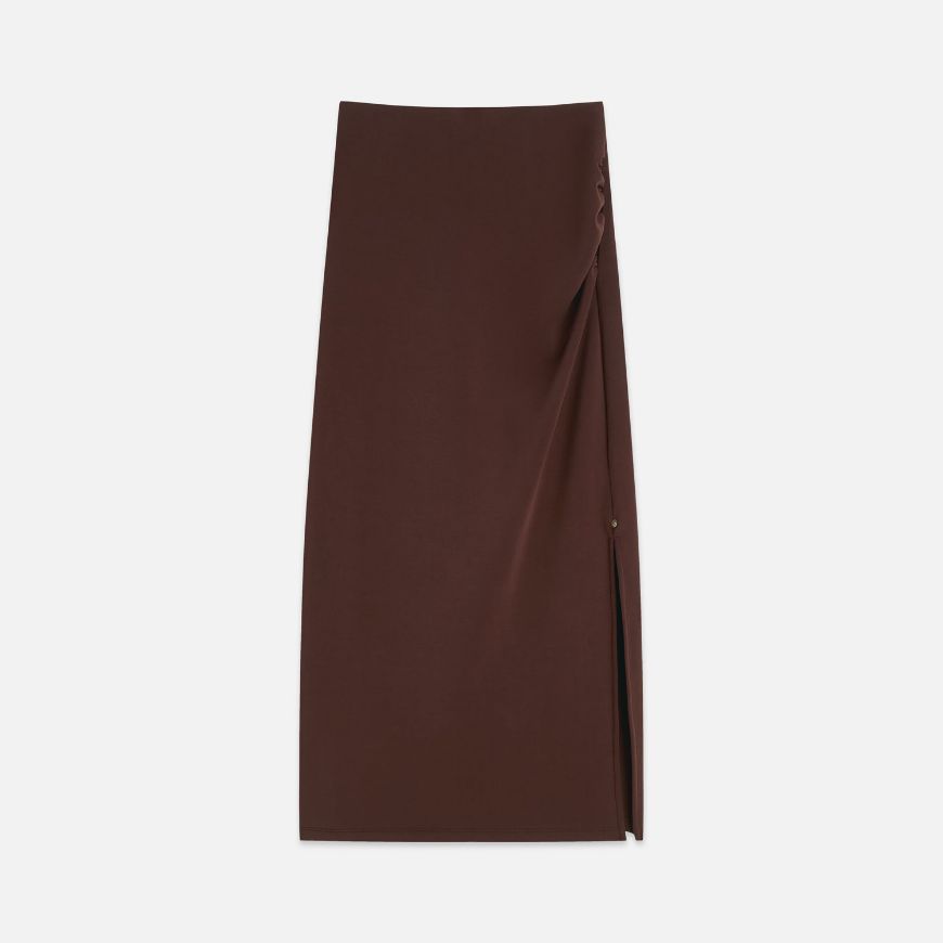 Picture of SCOTCH&SODA WOMEN'S DRAPEY TENCEL SKIRT - BITTER CHOCOLATE