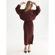 Picture of SCOTCH&SODA WOMEN'S DRAPEY TENCEL SKIRT - BITTER CHOCOLATE 7