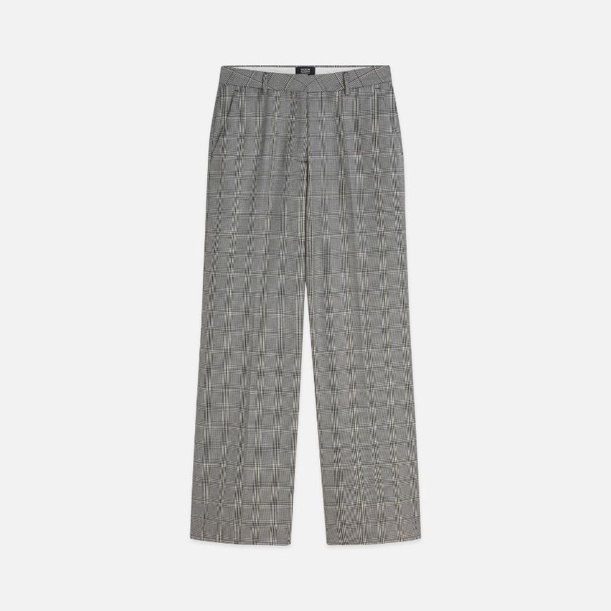 Picture of SCOTCH&SODA WOMEN'S EDIE - HIGH-RISE WIDE-LEG CHECKED PANTS - METEORITE CHECK