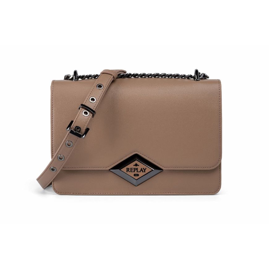 Снимка на REPLAY ДАМСКА ЧАНТА CROSSBODY BAG WITH DIAMOND LOGO DARK BEIGE