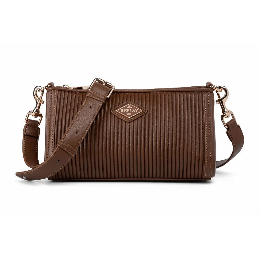 Снимка на REPLAY ДАМСКА ЧАНТА SMOOTH PLEATED SYNTHETIC CROSSBODY BAG BROWN