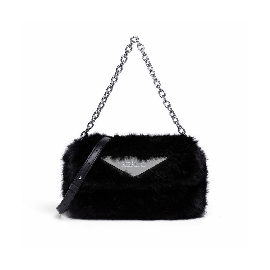 Снимка на REPLAY ДАМСКА ЧАНТА LONG FURRY TEXTILE CROSSBODY BAG WITH CHAIN BLACK