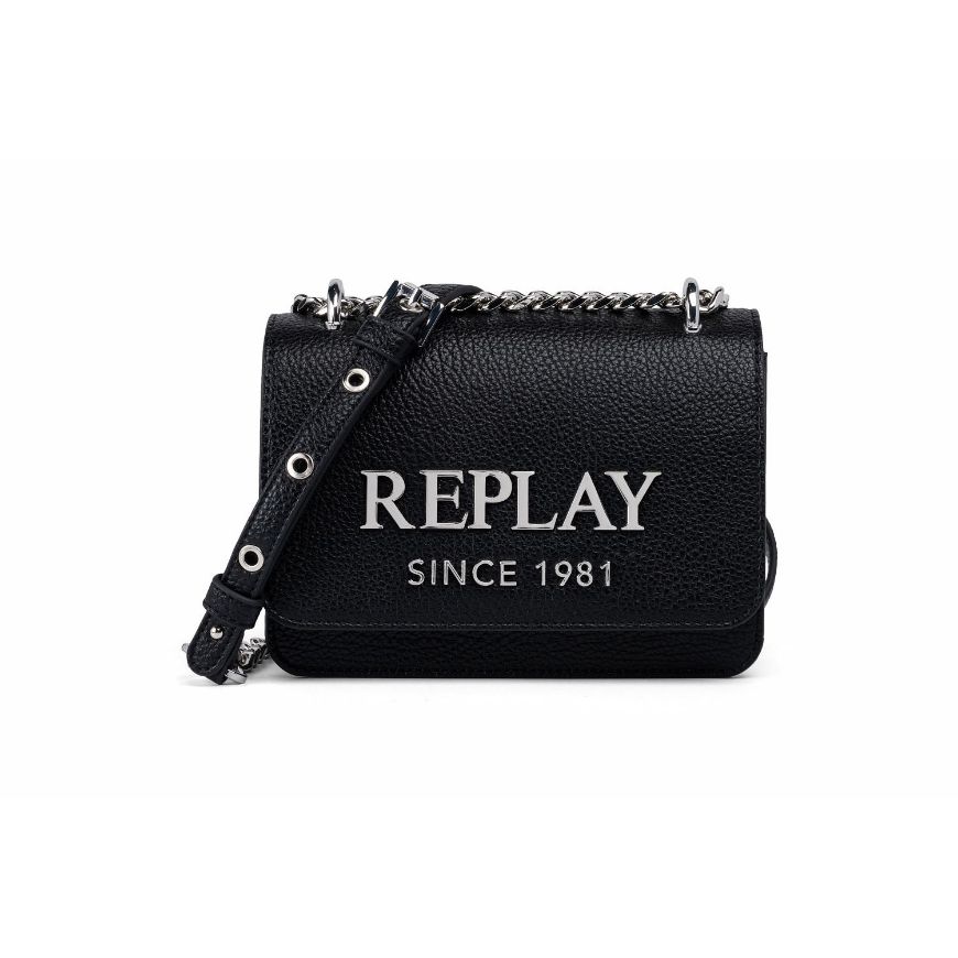 Снимка на REPLAY ДАМСКА ЧАНТА HAMMERED CROSSBODY BAG WITH LOGO BLACK