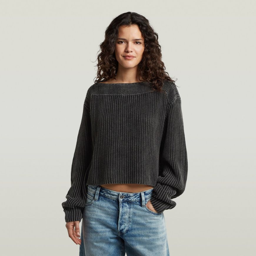Снимка на G-STAR ДАМСКИ ПУЛОВЕР WASHED OPEN NECK KNIT DK BLACK GD